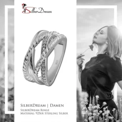 SilberDream Ring Bandring gedreht Zirkonia weiß Gr.58 aus 925er Silber SDR411W58
