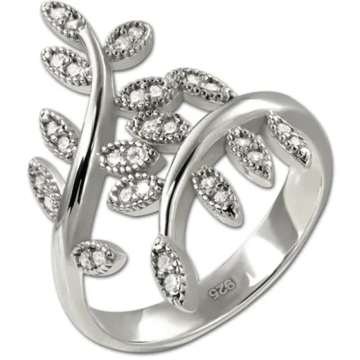 SilberDream Ring Blätter Zirkonia weiß Gr.58 aus 925er Silber SDR414W58