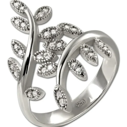 SilberDream Ring Blätter Zirkonia weiß Gr.62 aus 925er Silber SDR414W62