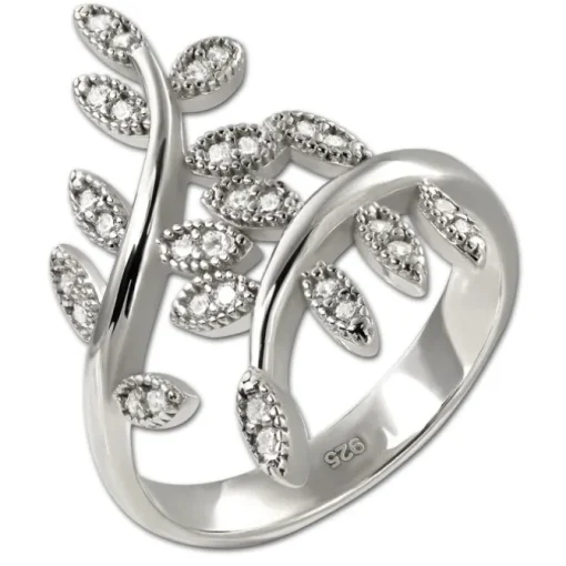 SilberDream Ring Blätter Zirkonia weiß Gr.56 aus 925er Silber SDR414W56