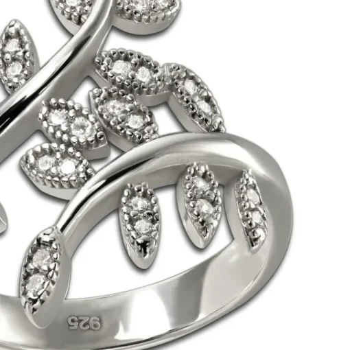 SilberDream Ring Blätter Zirkonia weiß Gr.62 aus 925er Silber SDR414W62