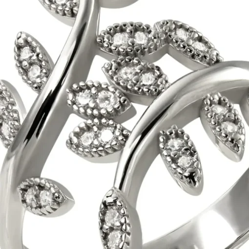 SilberDream Ring Blätter Zirkonia weiß Gr.62 aus 925er Silber SDR414W62