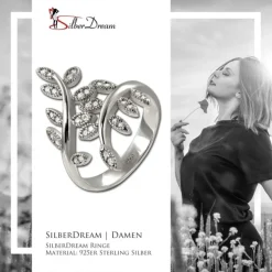 SilberDream Ring Blätter Zirkonia weiß Gr.62 aus 925er Silber SDR414W62