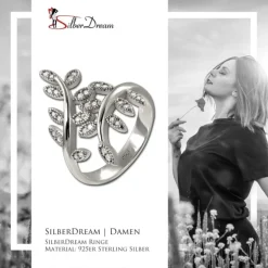 SilberDream Ring Blätter Zirkonia weiß Gr.56 aus 925er Silber SDR414W56