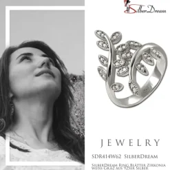 SilberDream Ring Blätter Zirkonia weiß Gr.62 aus 925er Silber SDR414W62