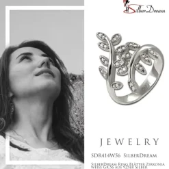 SilberDream Ring Blätter Zirkonia weiß Gr.56 aus 925er Silber SDR414W56