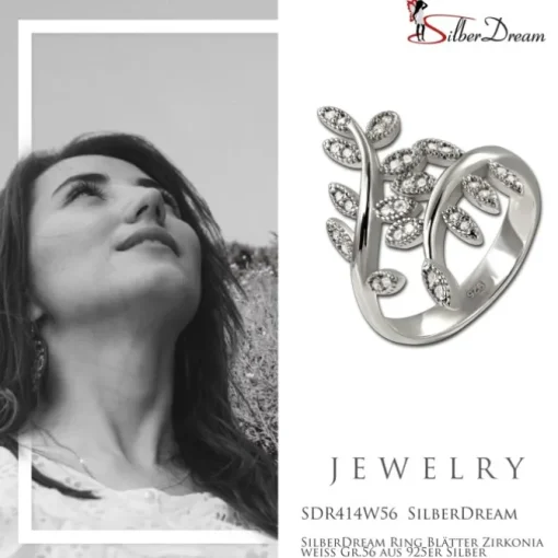 SilberDream Ring Blätter Zirkonia weiß Gr.56 aus 925er Silber SDR414W56