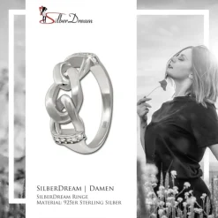 SilberDream Ring Chain Zirkonia weiß Gr.58 aus 925er Silber SDR422W58
