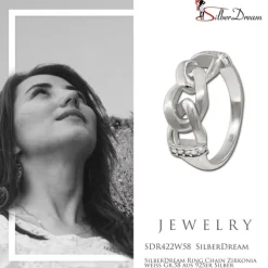 SilberDream Ring Chain Zirkonia weiß Gr.58 aus 925er Silber SDR422W58