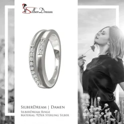 SilberDream Ring Double Zirkonia weiß Gr.62 aus 925er Silber SDR416W62