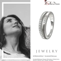 SilberDream Ring Double Zirkonia weiß Gr.62 aus 925er Silber SDR416W62