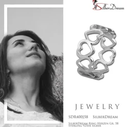 SilberDream Ring Herzen Gr. 58 Sterling 925er Silber SDR400J58
