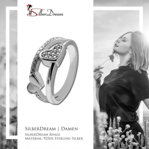 SilberDream Ring Herzen Zirkonia weiß Gr.60 aus 925er Silber Damen SDR410W60