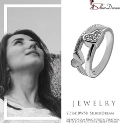 SilberDream Ring Herzen Zirkonia weiß Gr.58 aus 925er Silber Damen SDR410W58