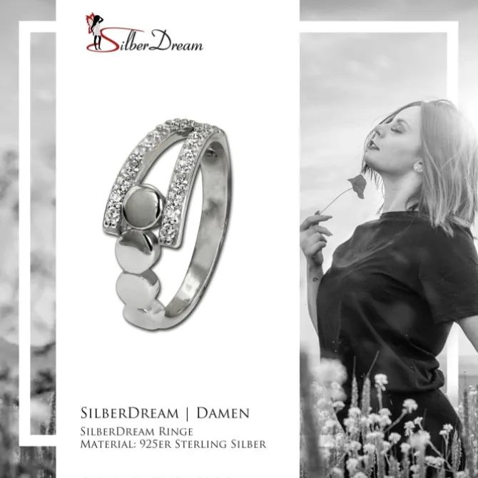 SilberDream Ring Kreise Zirkonia weiß Gr.58 aus 925er Silber SDR407W58