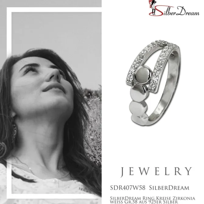 SilberDream Ring Kreise Zirkonia weiß Gr.58 aus 925er Silber SDR407W58