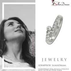 SilberDream Ring Kugeln Zirkonia weiß Gr.58 aus 925er Silber SDR409W58