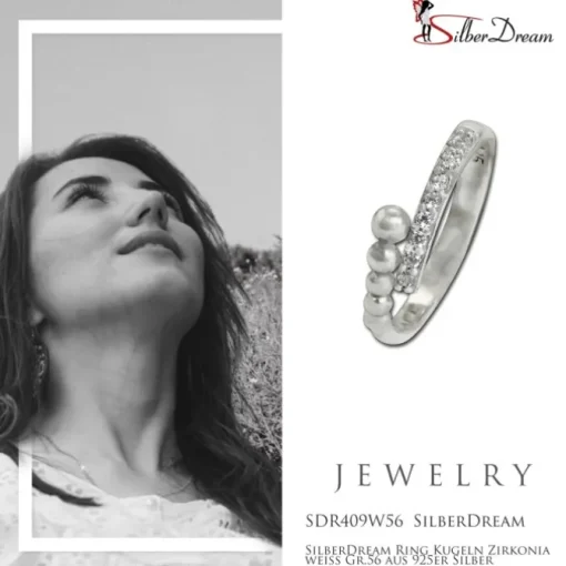 SilberDream Ring Kugeln Zirkonia weiß Gr.56 aus 925er Silber SDR409W56