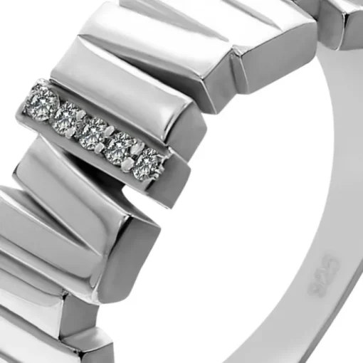 SilberDream Ring Relief Zirkonia weiß Gr.54 aus 925er Silber Damen SDR412W54