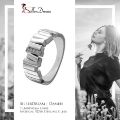 SilberDream Ring Relief Zirkonia weiß Gr.56 aus 925er Silber Damen SDR412W56