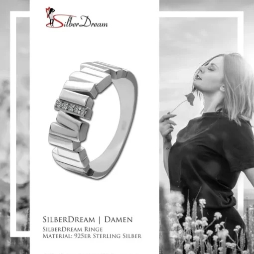 SilberDream Ring Relief Zirkonia weiß Gr.56 aus 925er Silber Damen SDR412W56