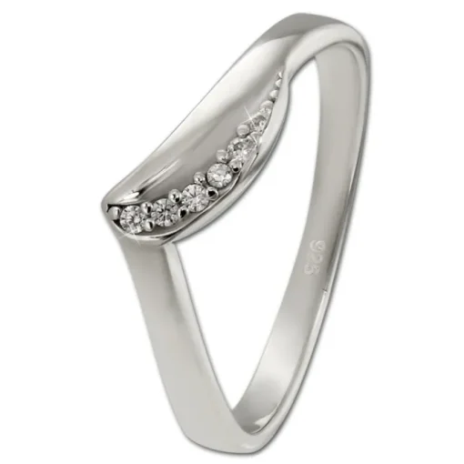 SilberDream Ring Wave Zirkonia weiß Gr.58 aus 925er Silber SDR421W58