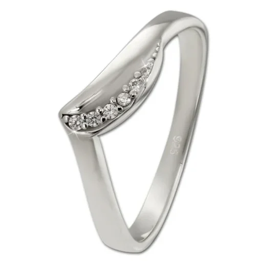 SilberDream Ring Wave Zirkonia weiß Gr.56 aus 925er Silber SDR421W56
