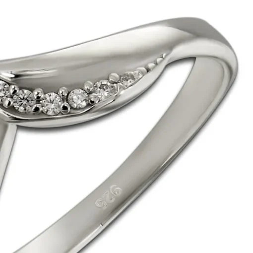 SilberDream Ring Wave Zirkonia weiß Gr.58 aus 925er Silber SDR421W58