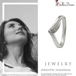 SilberDream Ring Wave Zirkonia weiß Gr.56 aus 925er Silber SDR421W56