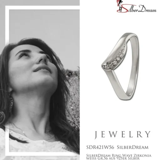 SilberDream Ring Wave Zirkonia weiß Gr.56 aus 925er Silber SDR421W56