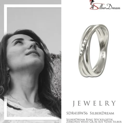 SilberDream Ring Wickeloptik Zirkonia weiß Gr.56 aus 925er Silber SDR418W56