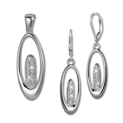 SilberDream Schmuck Set Anhänger und Ohrringe Oval Zirkonia Silber SDS4905W