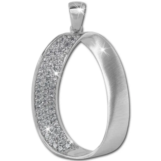 SilberDream Schmuck Set Anhänger und Ohrringe Oval Zirkonia Silber SDS426W