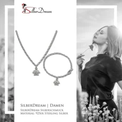 SilberDream Schmuck Set Anhänger und Ohrringe Oval Zirkonia Silber SDS426W