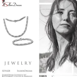 SilberDream Schmuck Set Blütenblatt Collier & Armband Damen 925 Silber SDS428