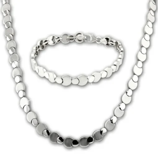 SilberDream Schmuck Set Circles Collier & Armband Damen 925 Silber SDS474J