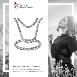 SilberDream Schmuck Set Collier & Armband oval offen 925 Silber SDS401