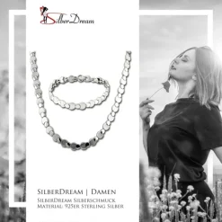 SilberDream Schmuck Set Circles Collier & Armband Damen 925 Silber SDS474J