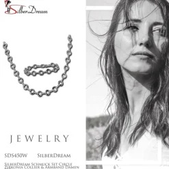 SilberDream Schmuck Set Circle Zirkonia Collier & Armband Damen 925er SDS450W