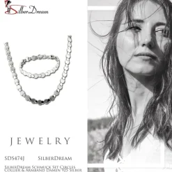 SilberDream Schmuck Set Circles Collier & Armband Damen 925 Silber SDS474J