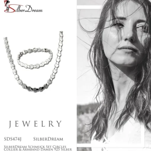 SilberDream Schmuck Set Circles Collier & Armband Damen 925 Silber SDS474J