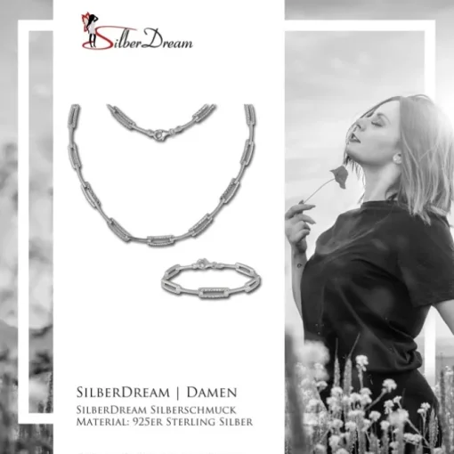 SilberDream Schmuck Set diamantiert Collier & Armband Damen 925 Silber SDS442J
