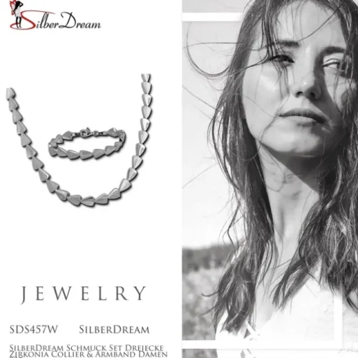 SilberDream Schmuck Set Dreiecke Zirkonia Collier & Armband Damen 925er SDS457W