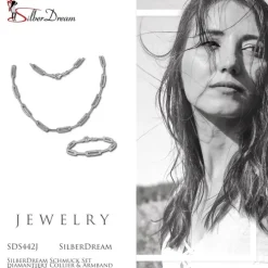 SilberDream Schmuck Set diamantiert Collier & Armband Damen 925 Silber SDS442J