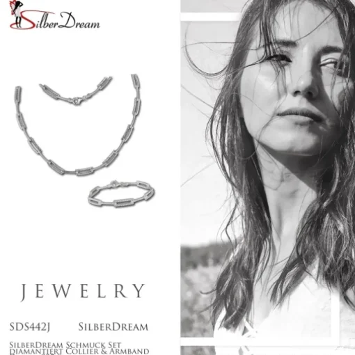 SilberDream Schmuck Set diamantiert Collier & Armband Damen 925 Silber SDS442J