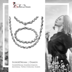 SilberDream Schmuck Set Glamour Zirkonia Collier & Armband Damen 925er SDS4808W