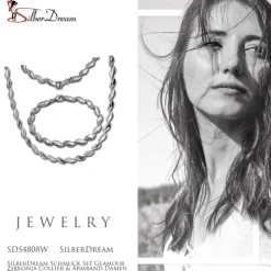 SilberDream Schmuck Set Glamour Zirkonia Collier & Armband Damen 925er SDS4808W