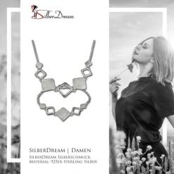 SilberDream Schmuck Set Karo Collier & Armband 925 Silber SDS409