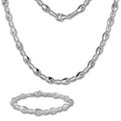 SilberDream Schmuck Set Oval Zirkonia Collier & Armband Damen 925 Silber SDS444W