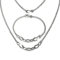 SilberDream Schmuck Set Ovale Zirkonia Collier & Armband Damen 925er SDS4811W
